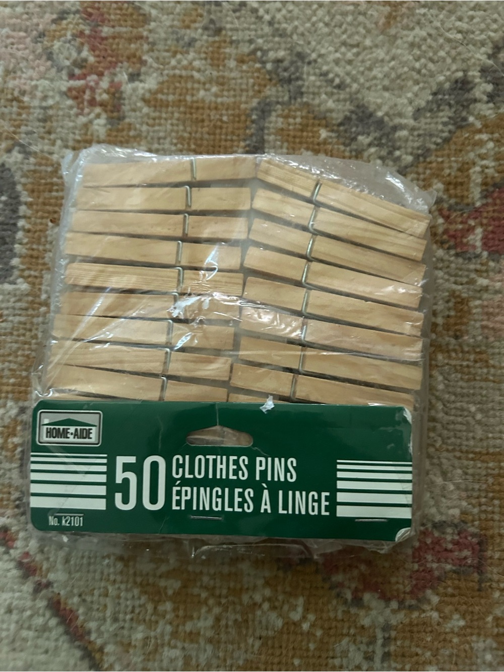 Home Aid 50 Classic Vintage/Antique Inspired Tan Wooden Clothespins Clothes Pins